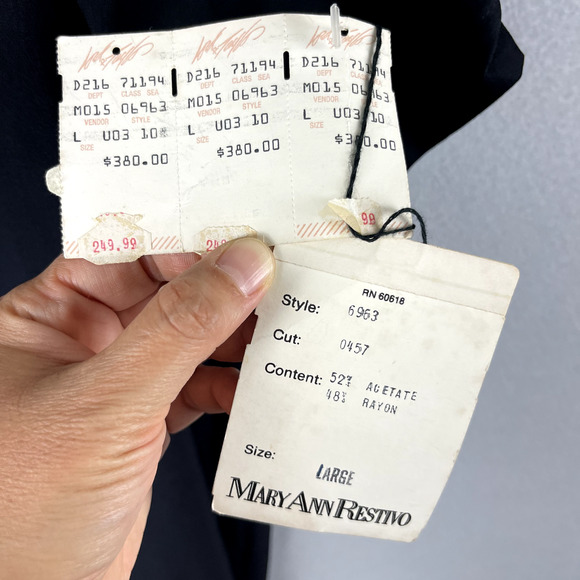 Vintage Mary Ann Restivo Kimono Duster Womens Large Black Tassel Union Made NWT - Picture 10 of 16